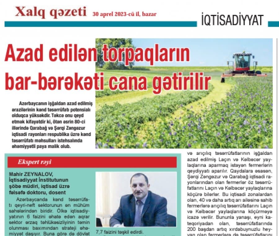 Azad edilən torpaqların bar-bərəkəti cana gətirilir 1