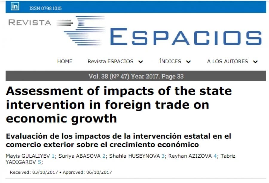 Assessment of impacts of the state intervention in foreign trade on economic growth 1