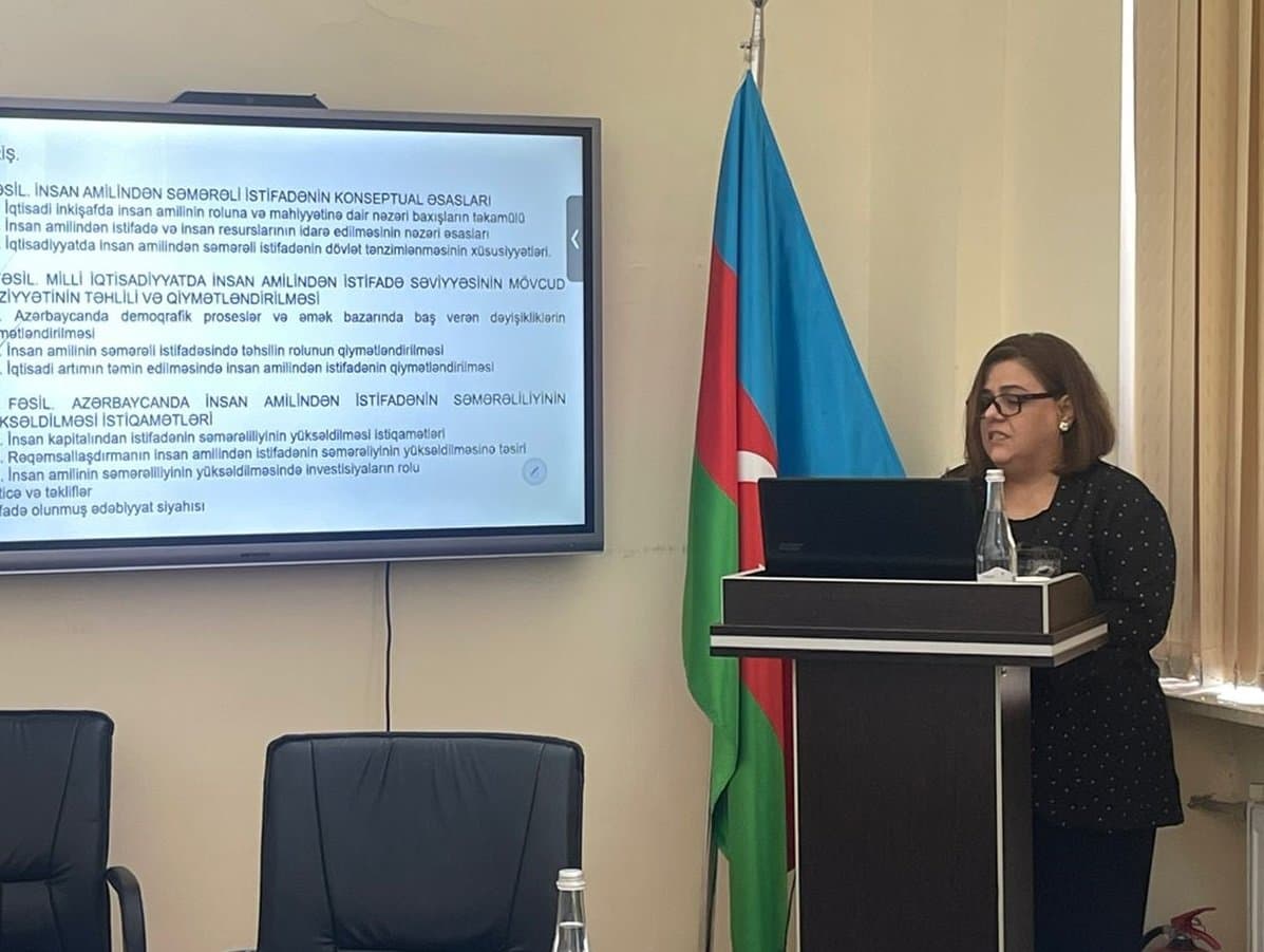 “Milli iqtisadiyyatda insan amilindən istifadənin səmərəliliyinin artırılması” mövzusunda dissertasiya işi müdafiə olunub 2