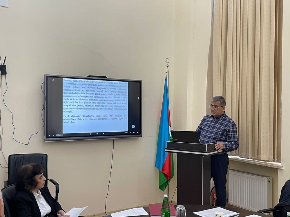 “Sənaye müəssisələrində korporativ idarəetmə sisteminin təkmilləşdirilməsi” mövzusunda dissertasiya işi müdafiə edilib 2