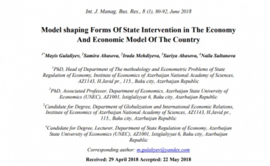 Published Mayis Gulaliyev’s article in the SCOPUS database 1