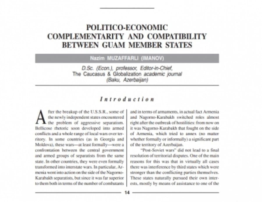"Politico-economic complementarity and compatibility between GUAM member states" 1